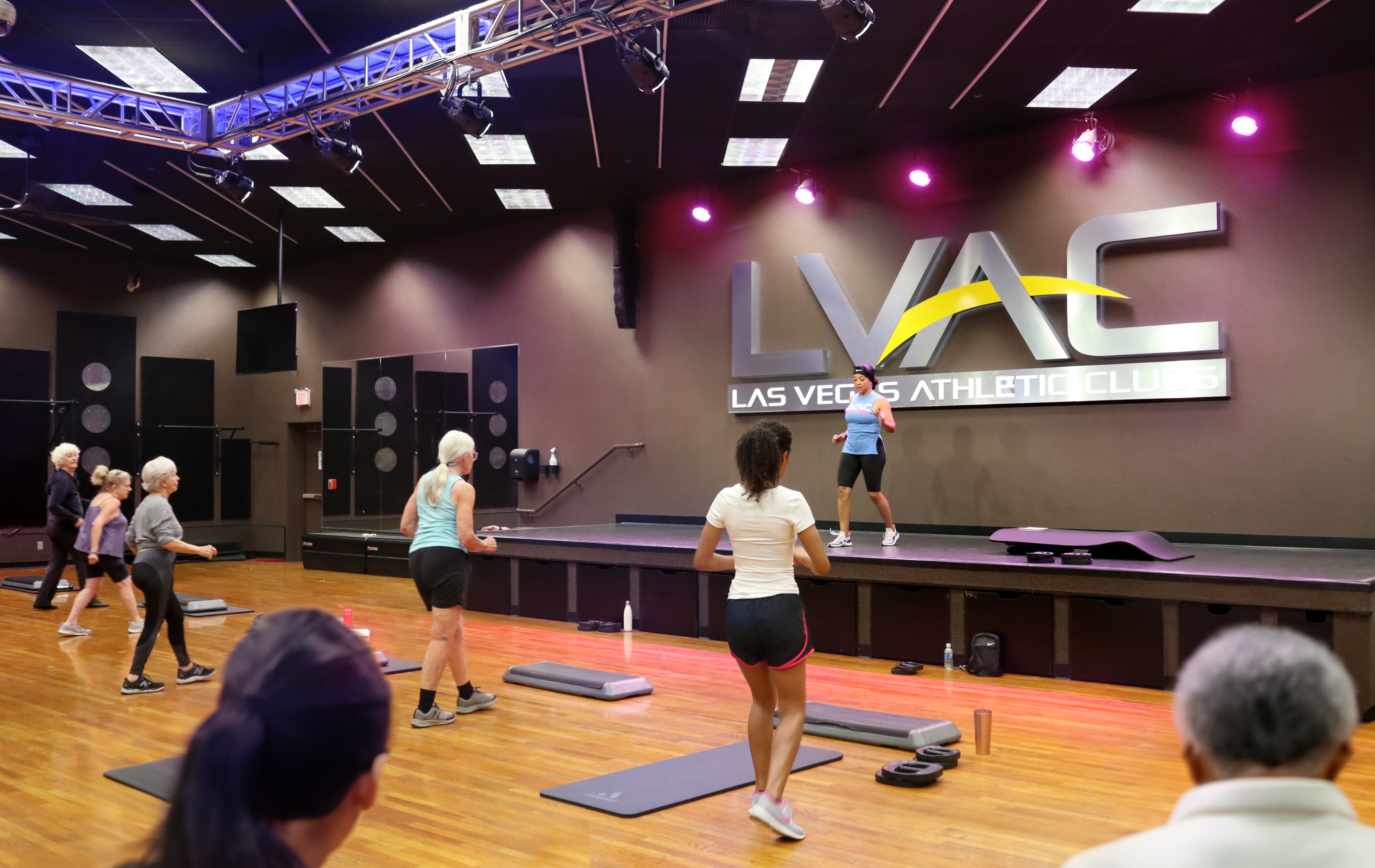 Members of LVAC dance along with their instructor in a Functional & Fit class.